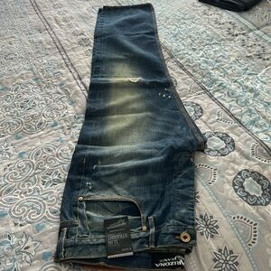 Men's Arizona Jeans 38R Slim Straight DK Vintage Destruct